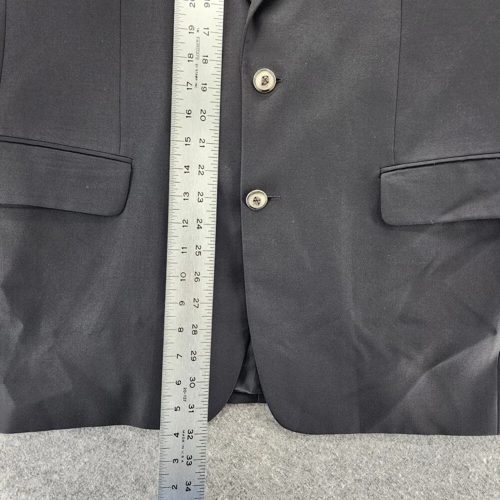Jack Victor Sport Coat Mens 41R Blazer Black 2 Button Super 100's